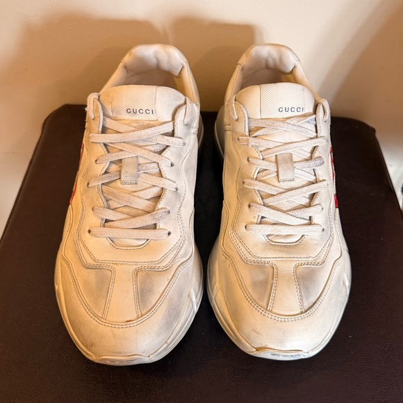 Gucci Rhyton Lips mouth Print Chunky Sneakers White Leather Men’s 7 Women’s 9 - Picture 3 of 7